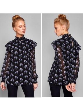 Ted Baker London Zabrina Lovebirds Ruffle Blouse